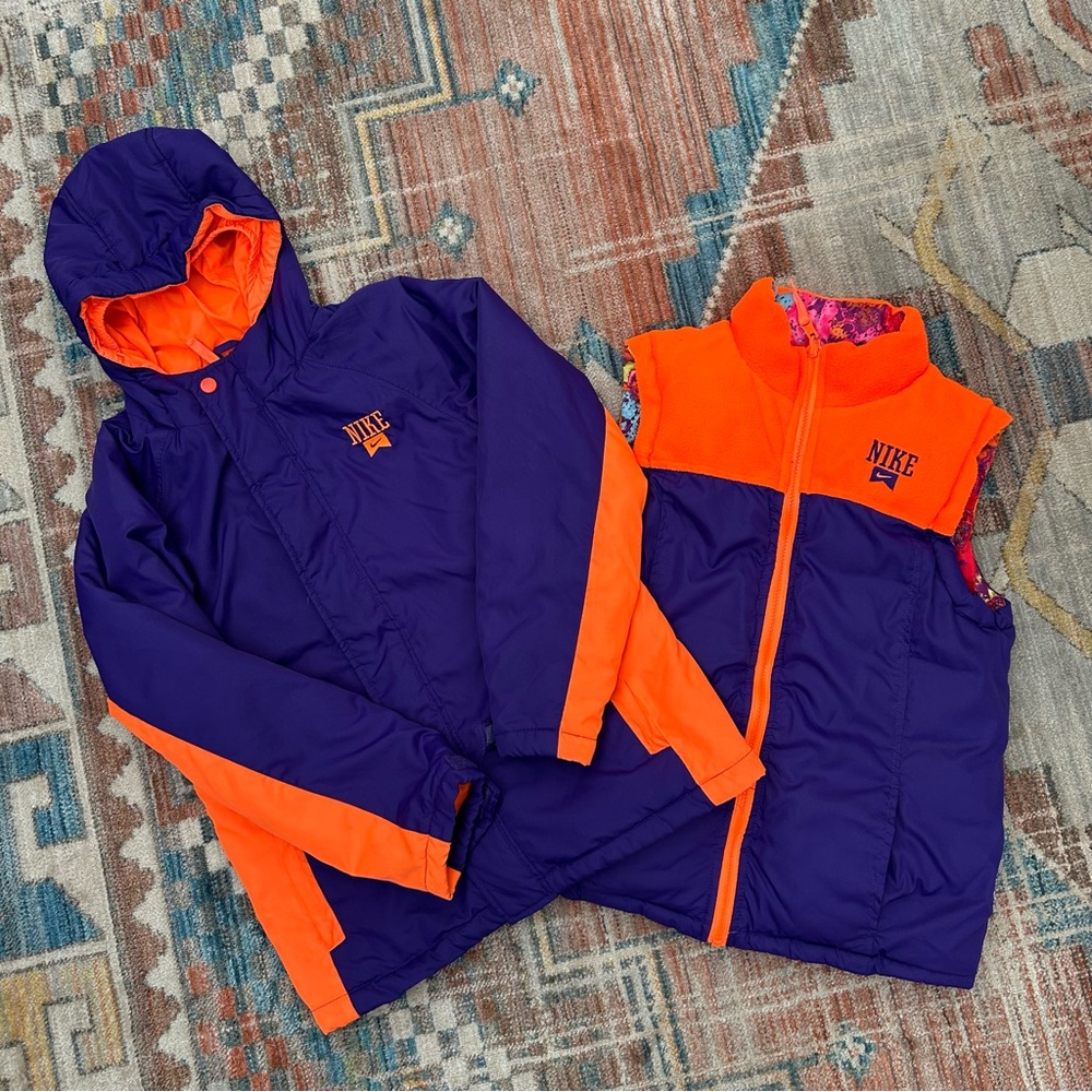 Nike Winter Jacket and Reversible Vest Paint Splatter Girls Size Large